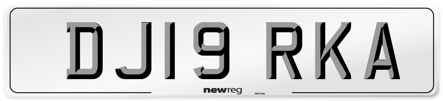 DJ19 RKA Number Plate from New Reg